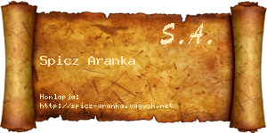 Spicz Aranka névjegykártya
